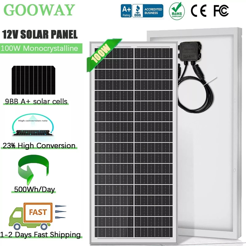 12v Solarpanel 100w Batterie Ladegerät Mono Home Off Grid RV Camper Boot Caravan