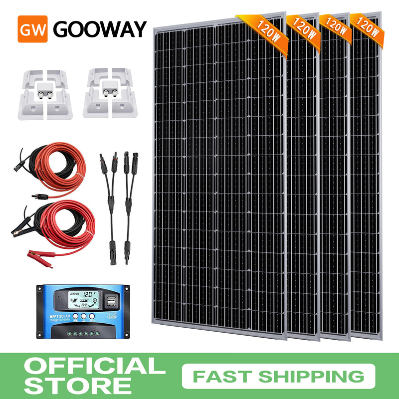 120w Solar-Panel-Kit 12v mit Montageklammern Caravan RV Camper Van Dachschuppen