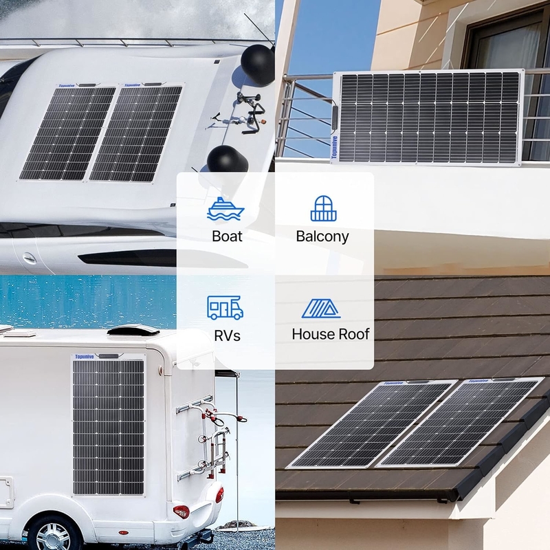 170w 200w Flexible Solar Panel 12v für Wohnwagen RV Boot Camper Van Marine Shed UK